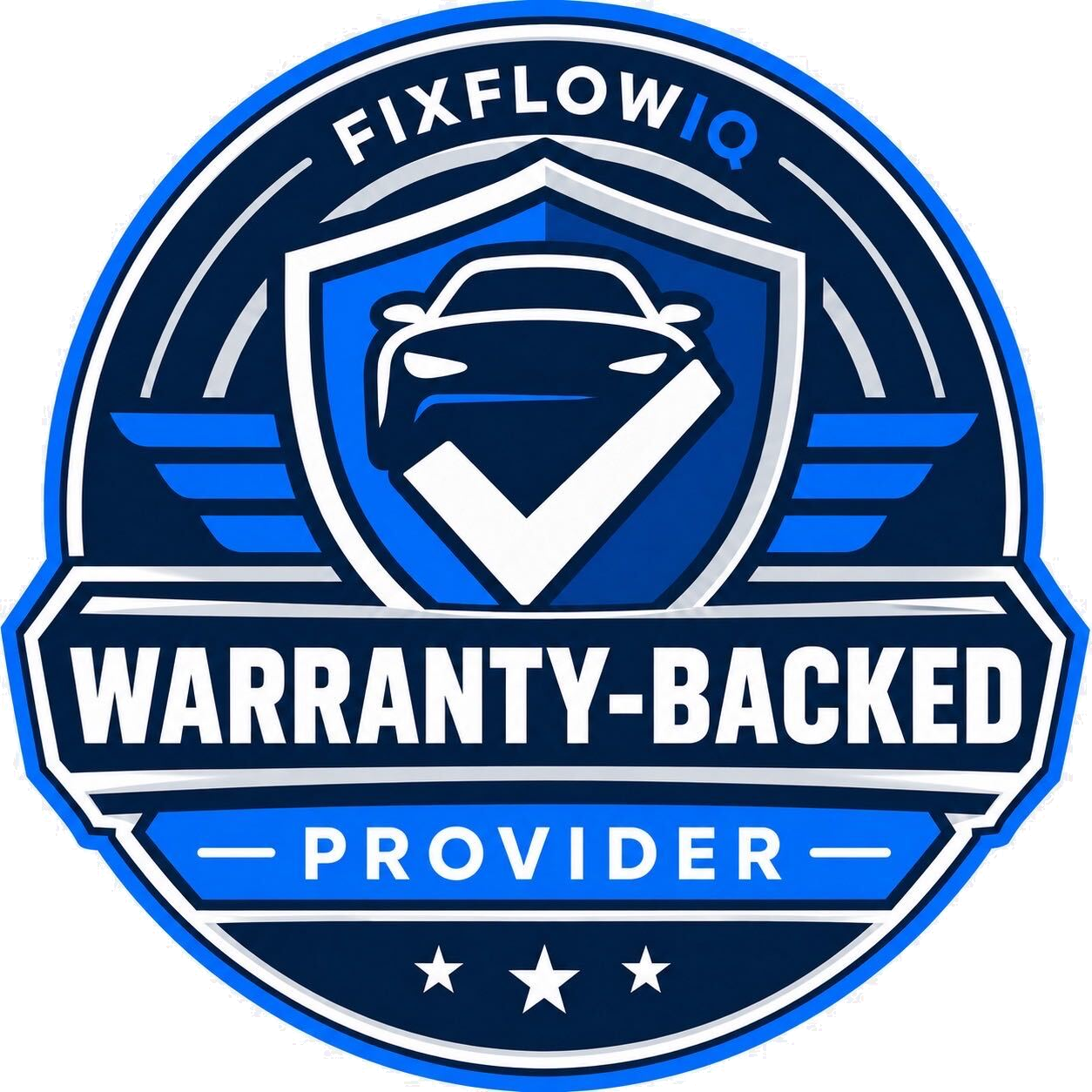 FixFlowIQ Warranty-Backed Provider badge